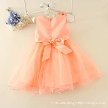 Hot Turkey wholesale children clothes summer shiny performance dance dresses Orange one piece flower party dress Vietnam dress